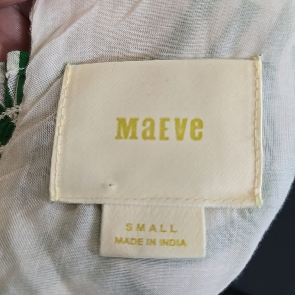 Maeve Verena Sleeveless Top Green White Geometric Lined Size Small Boho Summer - Picture 5 of 6